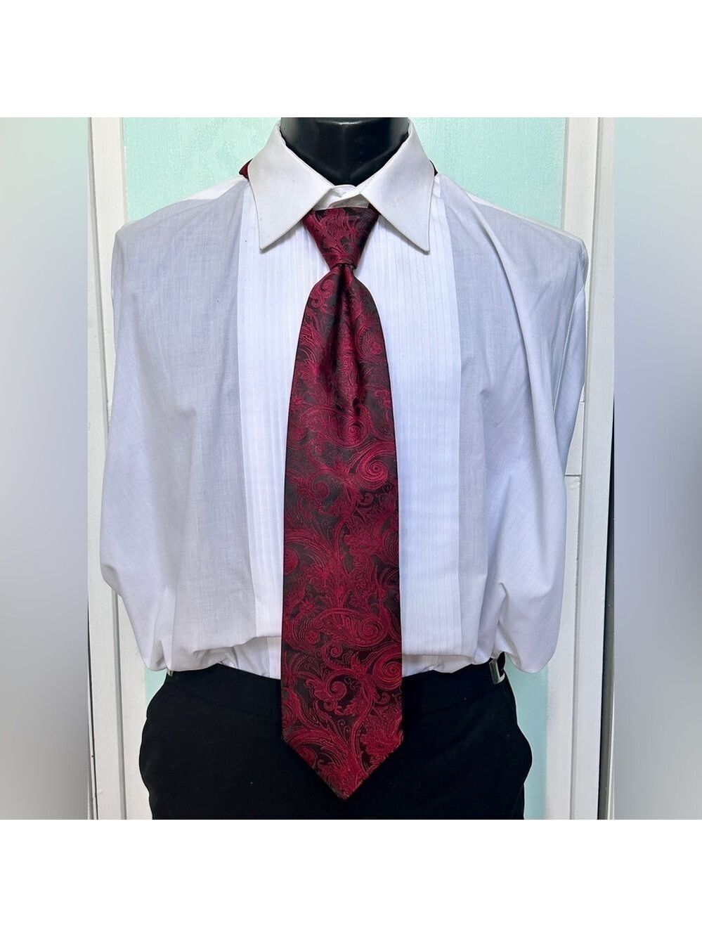 Scarlet Red Apple Tie Wedding Prom Tuxedo Pre Tied clip tapestry